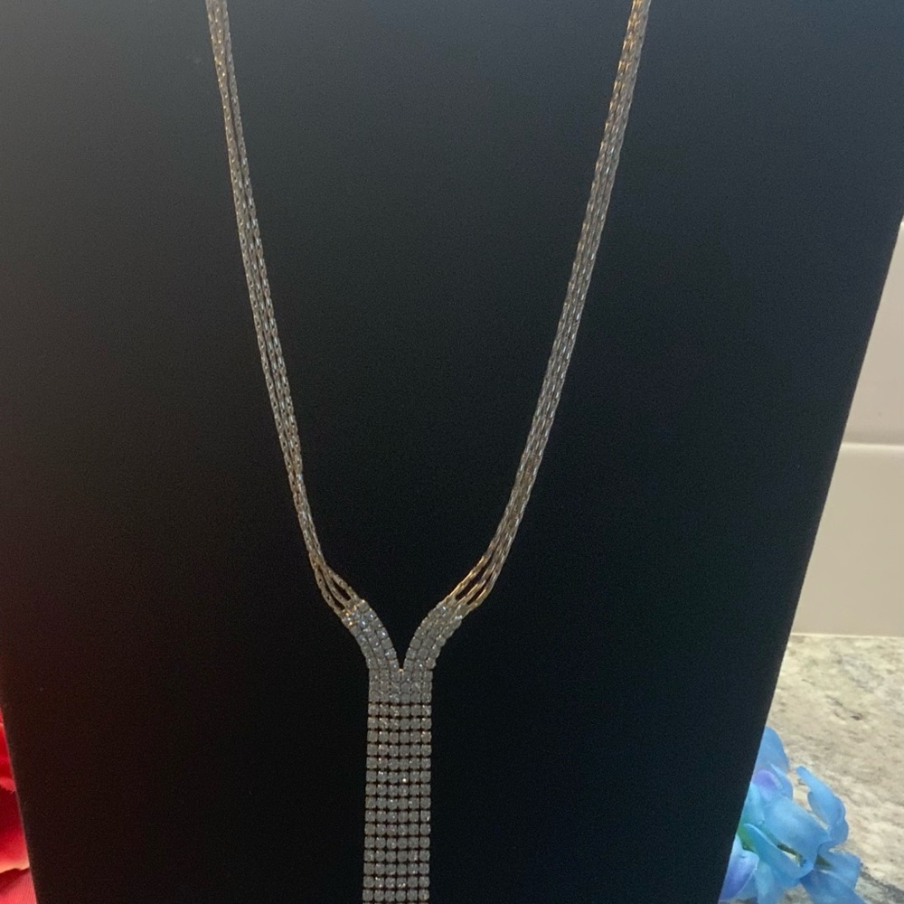 Nordstrom 14k Gold over Silver Cascade crystal Necklace - Picture 6 of 9